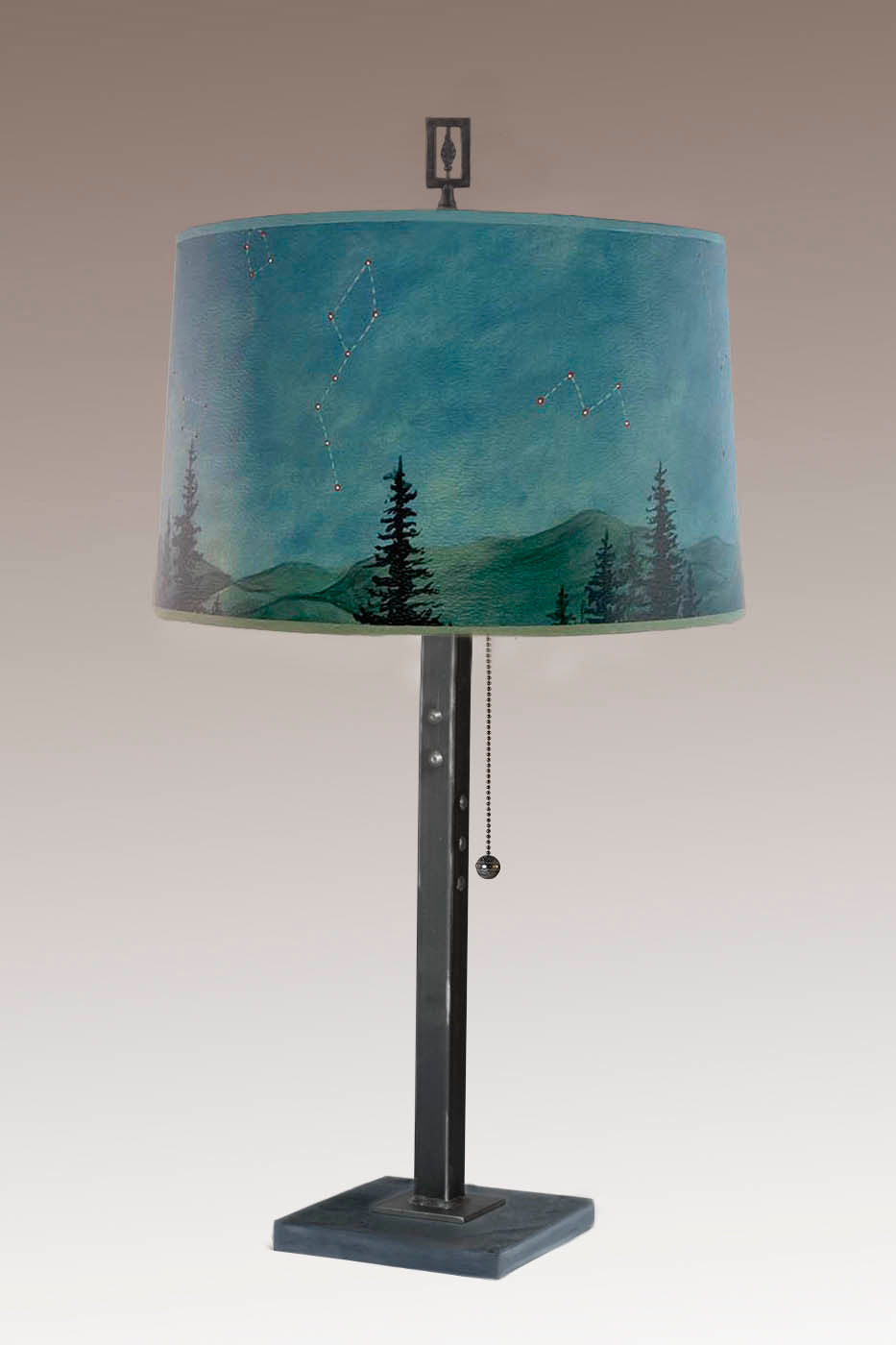 Janna Ugone & Co Table Lamps Steel Table Lamp with Large Drum Shade in Midnight Sky