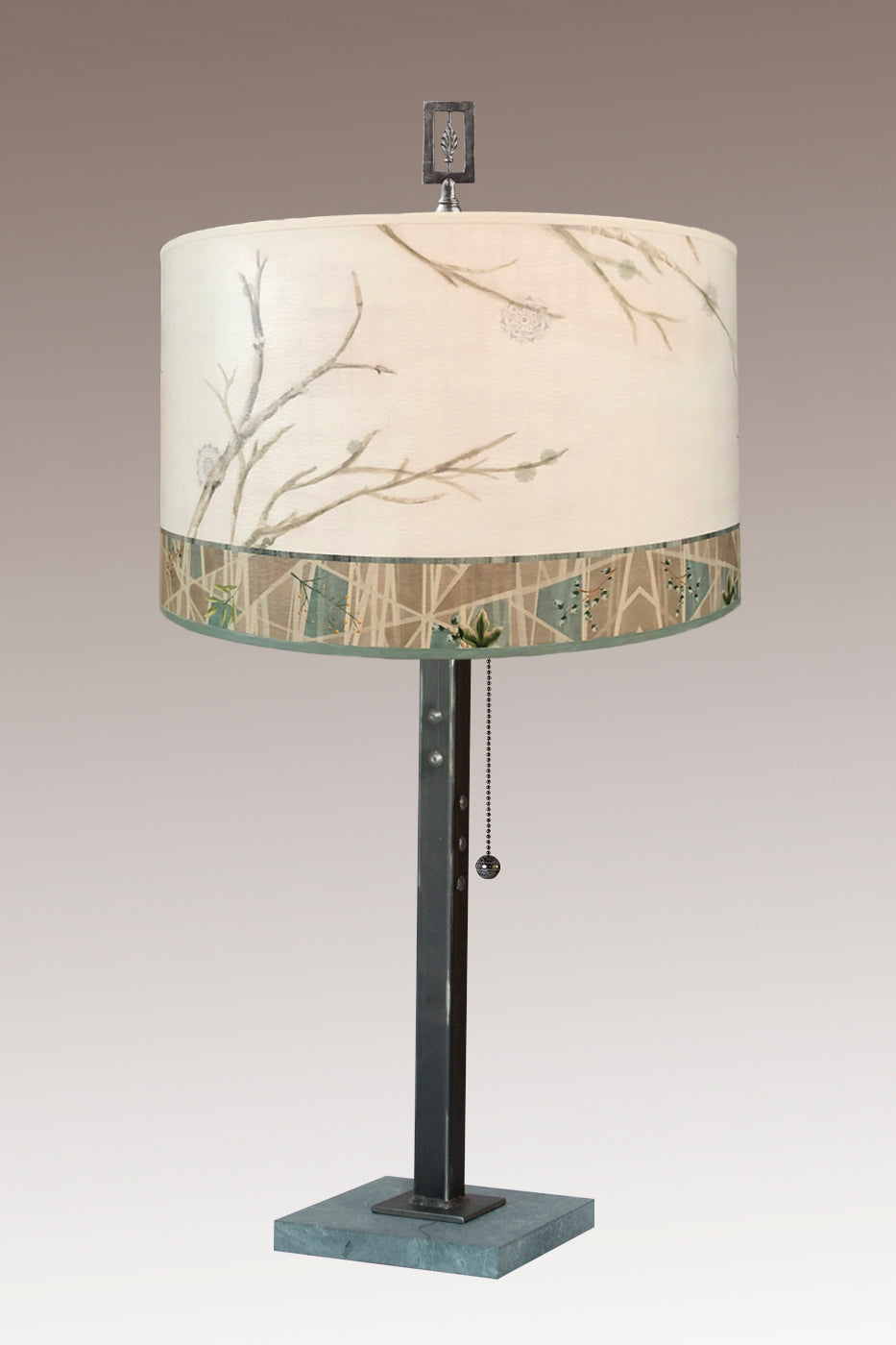 Janna Ugone & Co Table Lamps Steel Table Lamp with Large Drum Shade in Prism Branch