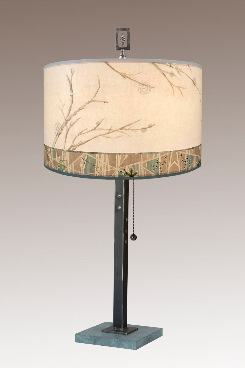 Janna Ugone & Co Table Lamps Steel Table Lamp with Large Drum Shade in Prism Branch