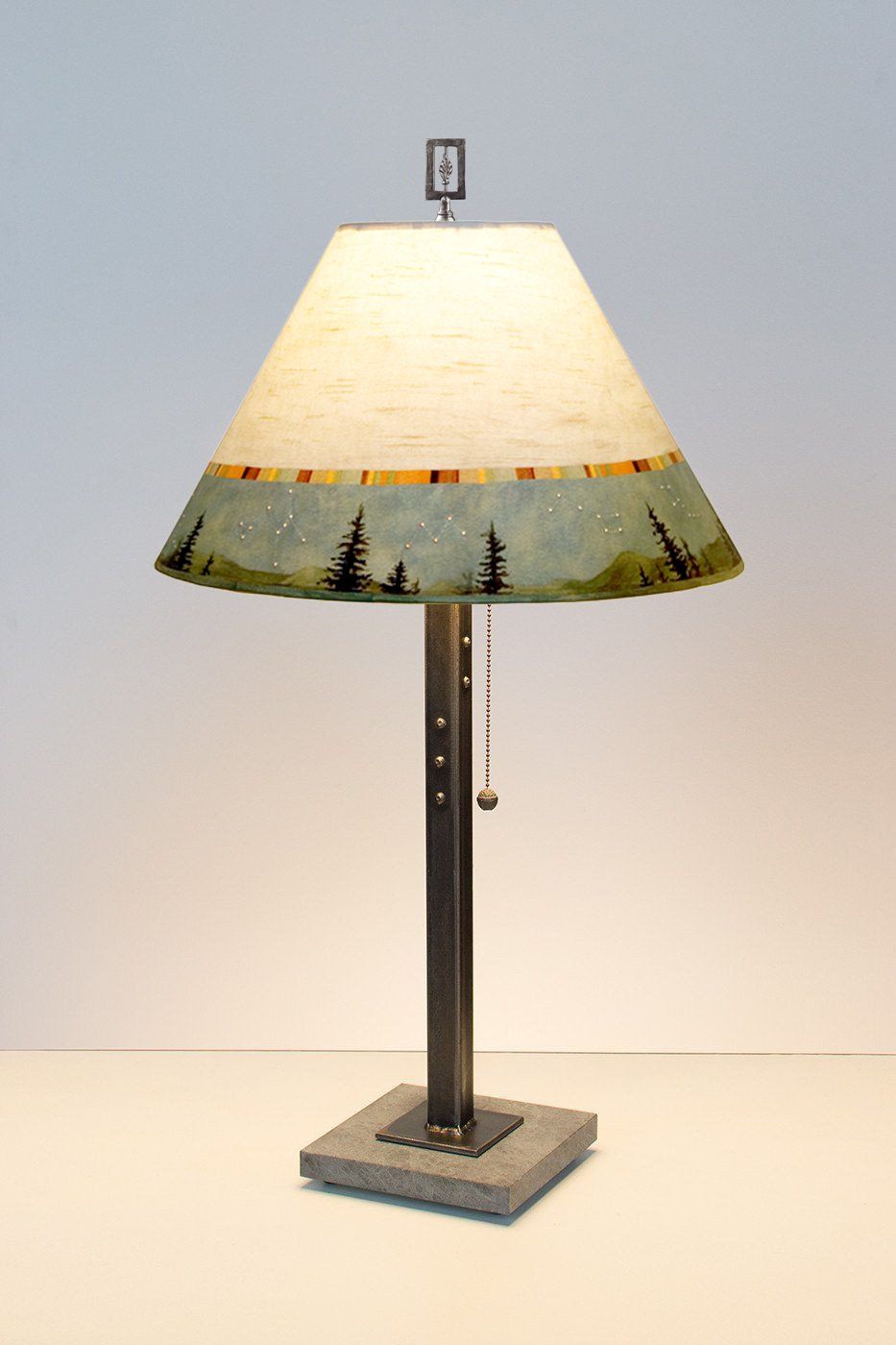 Janna Ugone & Co Table Lamps Steel Table Lamp with Medium Conical Shade in Birch Midnight