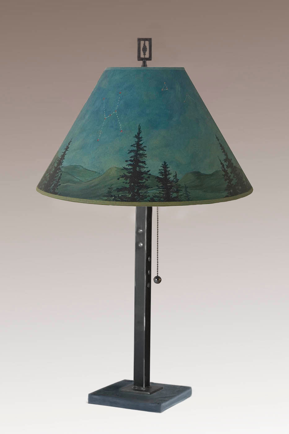 Steel Table Lamp with Medium Conical Shade in Midnight Sky