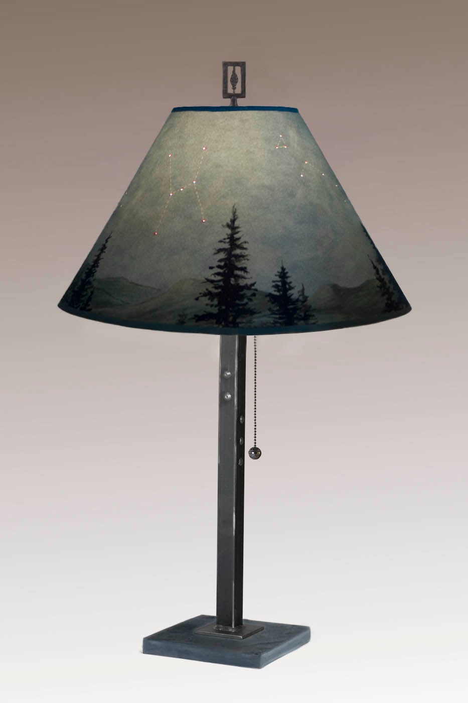 Steel Table Lamp with Medium Conical Shade in Midnight Sky