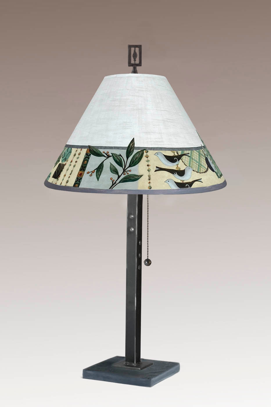 Janna Ugone & Co Table Lamp Steel Table Lamp with Medium Conical Shade in New Capri Opal
