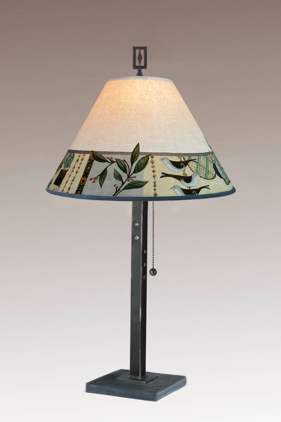Janna Ugone & Co Table Lamp Steel Table Lamp with Medium Conical Shade in New Capri Opal