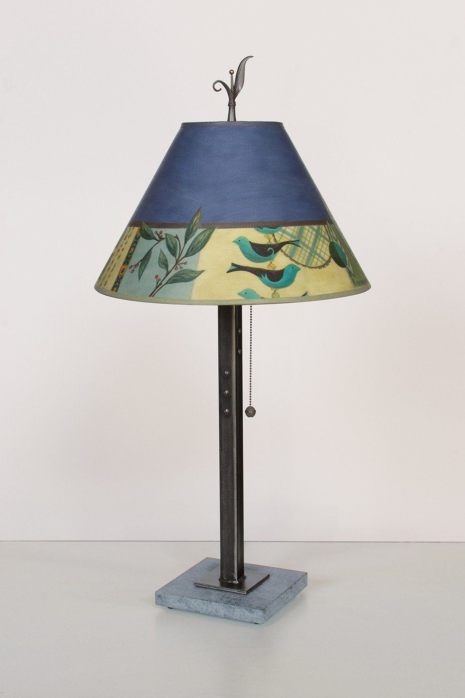 Janna Ugone & Co Table Lamps Steel Table Lamp with Medium Conical Shade in New Capri Periwinkle