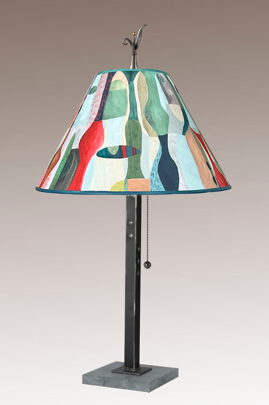 Janna Ugone & Co Table Lamp Steel Table Lamp with Medium Conical Shade in Riviera in Poppy