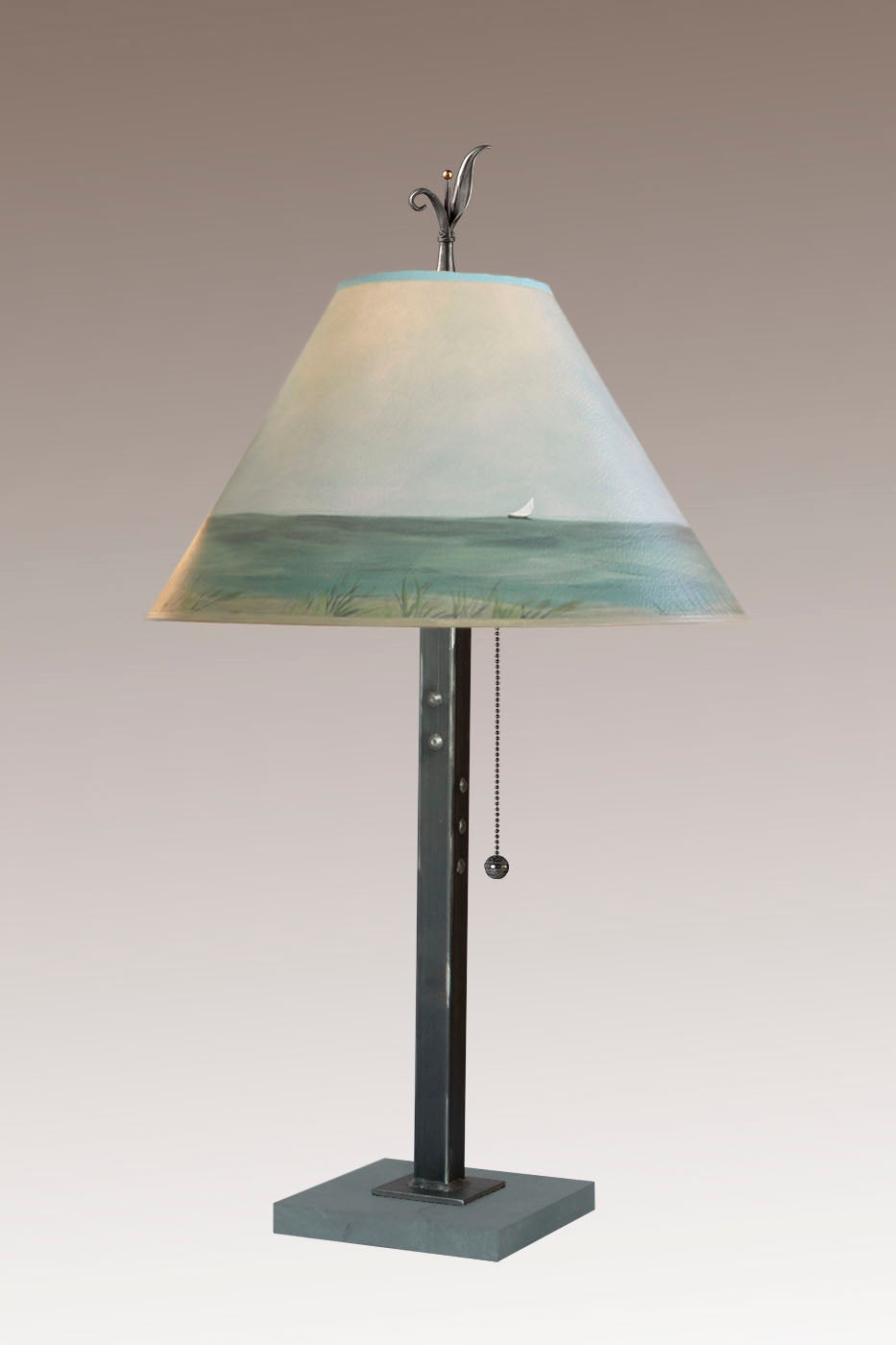 Steel Table Lamp with Medium Conical Shade in Shore