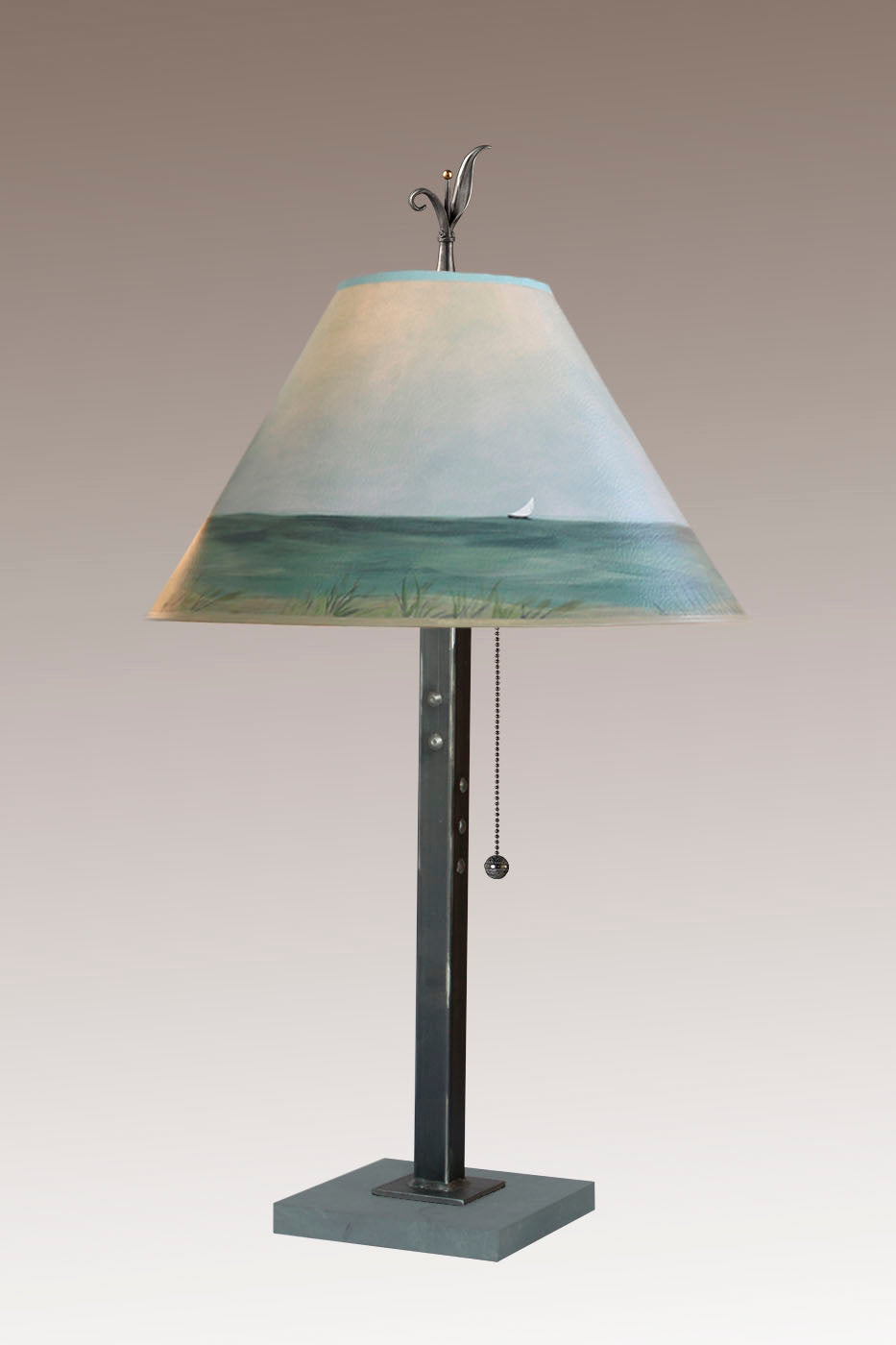 Janna Ugone & Co Table Lamps Steel Table Lamp with Medium Conical Shade in Shore