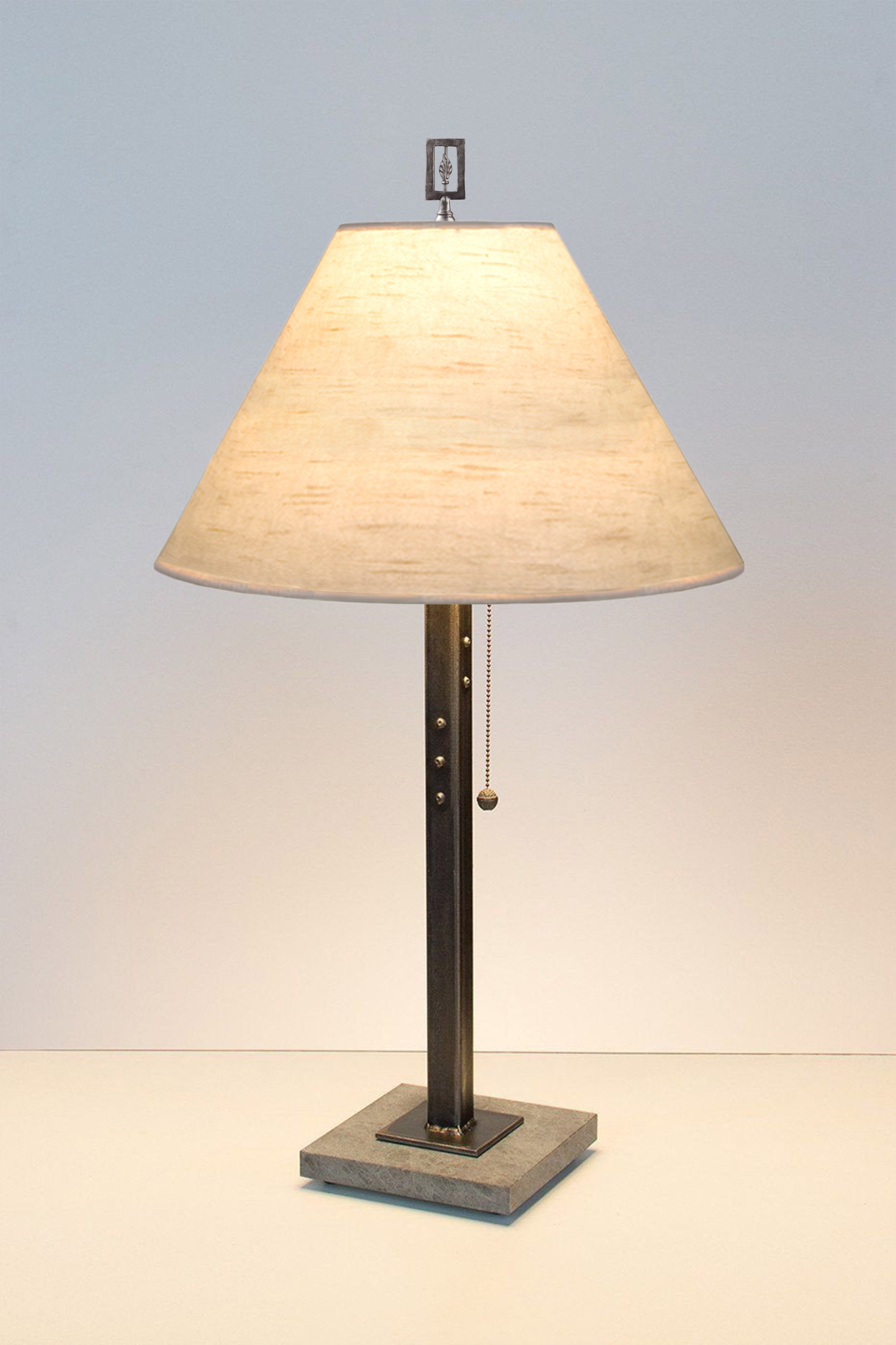Janna Ugone & Co Table Lamps Steel Table Lamp with Medium Conical Shade in Simply Birch