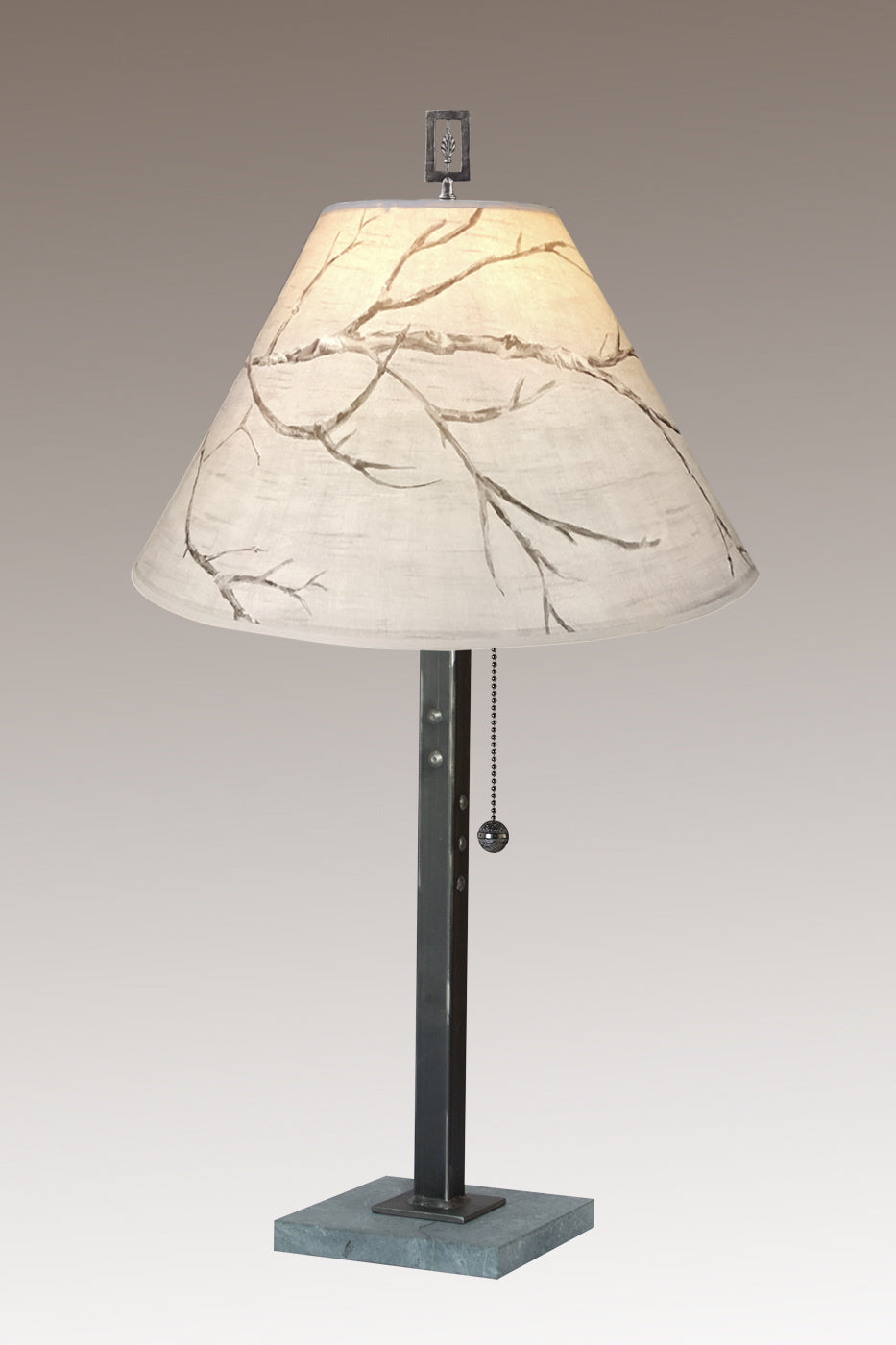 Janna Ugone & Co Table Lamps Steel Table Lamp with Medium Conical Shade in Sweeping Branch