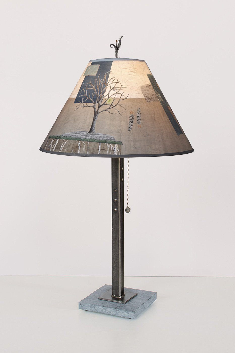 Janna Ugone &amp; Co Table Lamps Steel Table Lamp with Medium Conical Shade in Wander in Drift