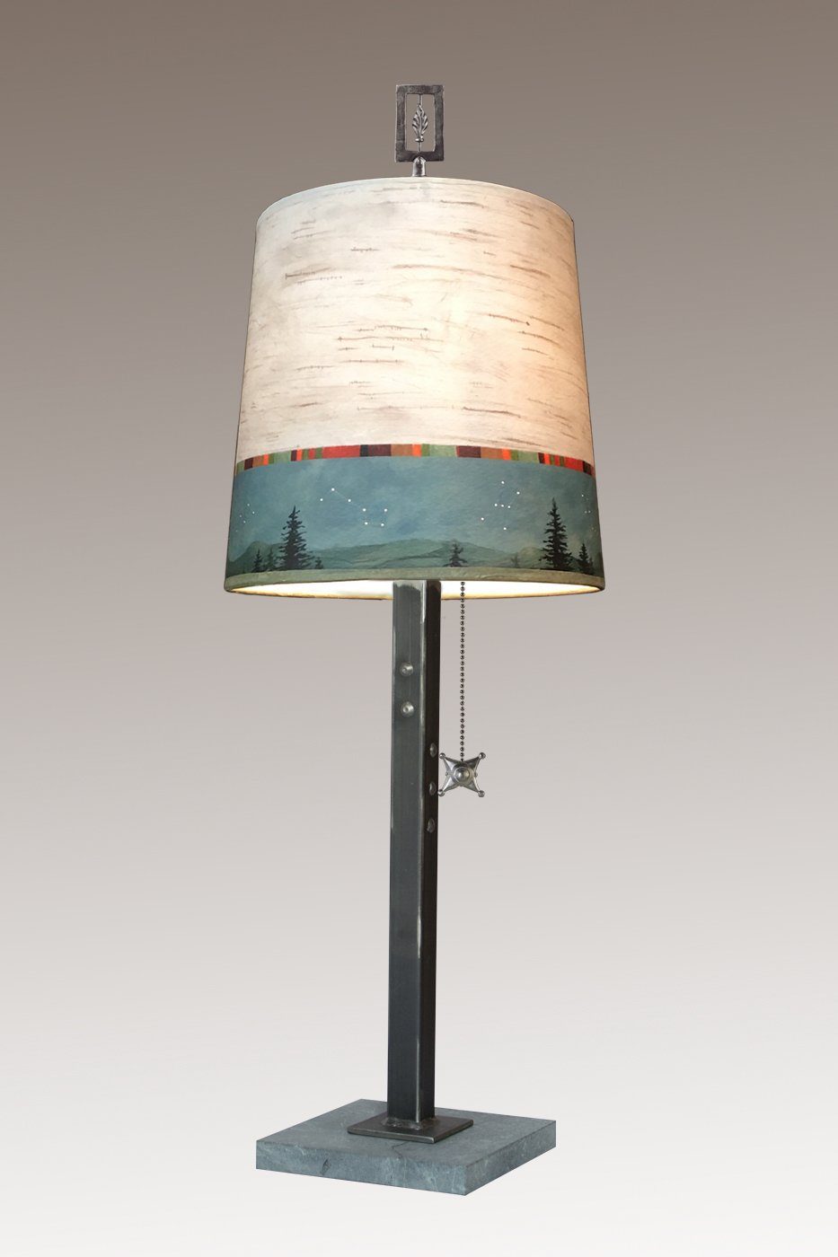 Janna Ugone & Co Table Lamps Steel Table Lamp with Medium Drum Shade in Birch Midnight