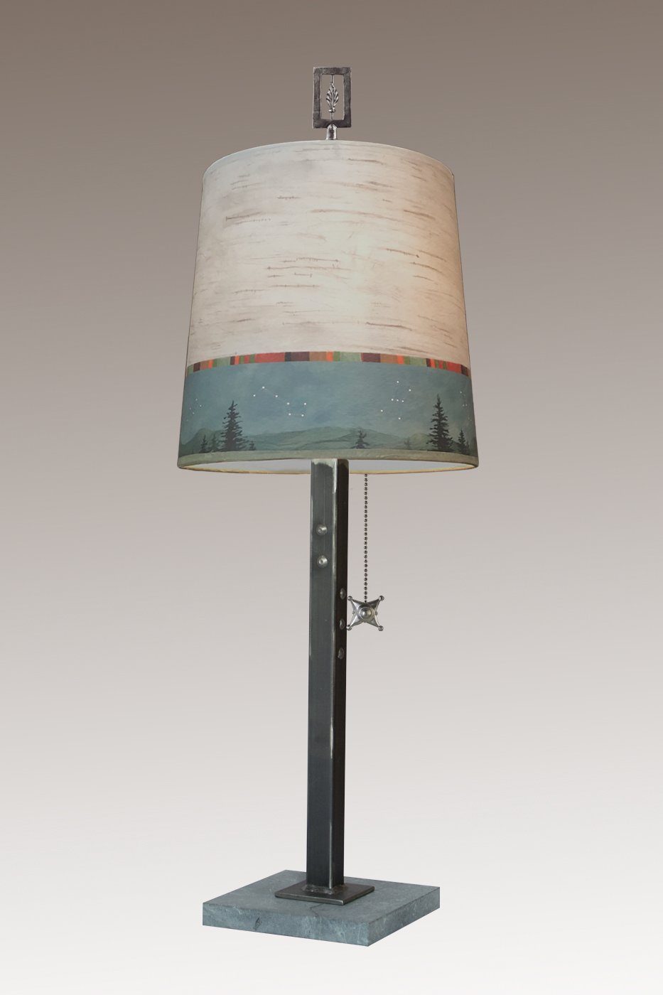 Janna Ugone &amp; Co Table Lamps Steel Table Lamp with Medium Drum Shade in Birch Midnight
