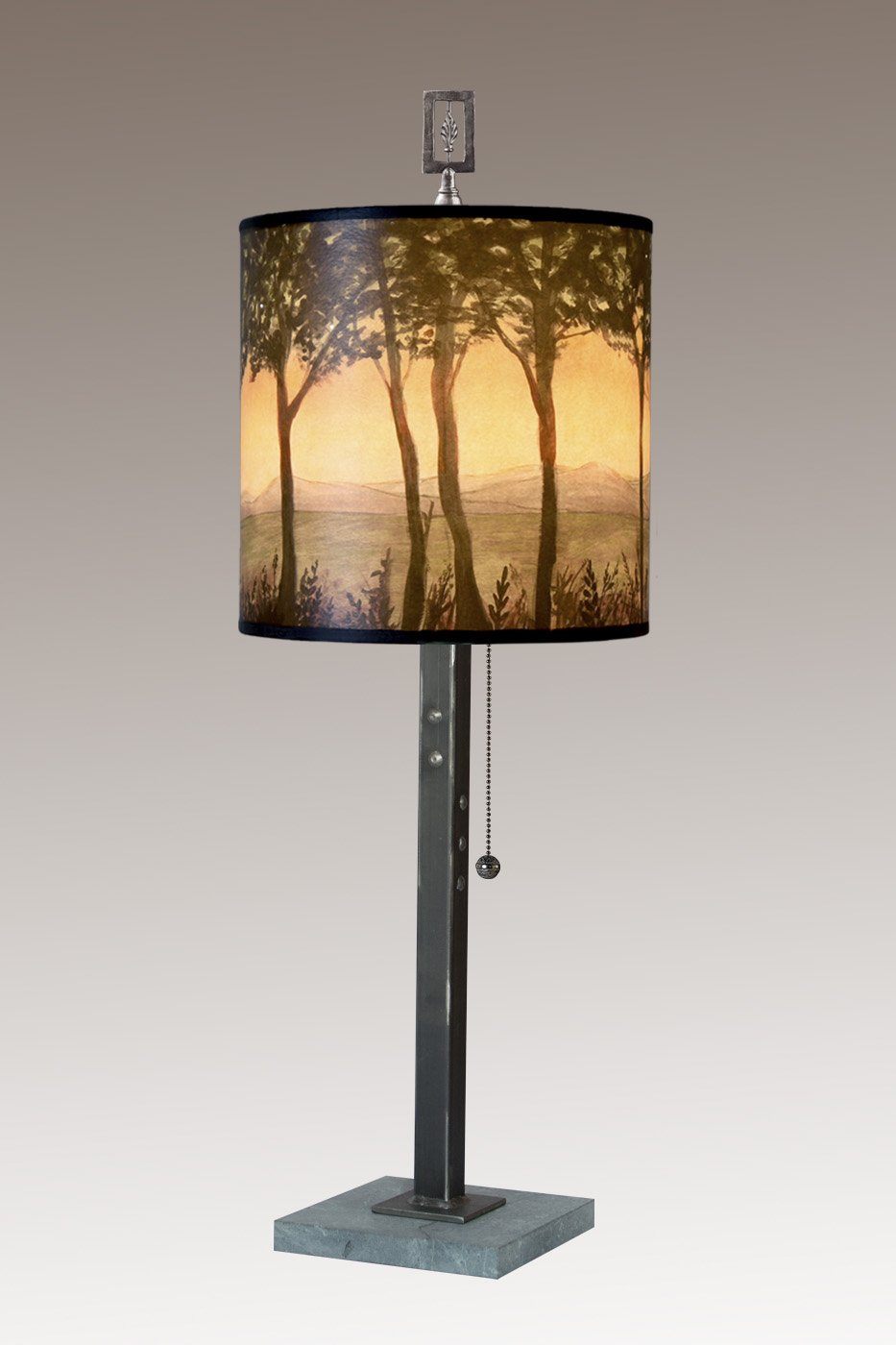 Janna Ugone & Co Table Lamps Steel Table Lamp with Medium Drum Shade in Dawn