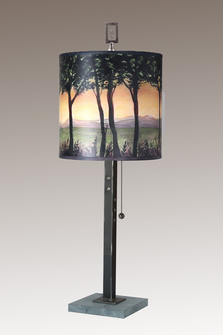 Steel Table Lamp with Medium Drum Shade in Dawn