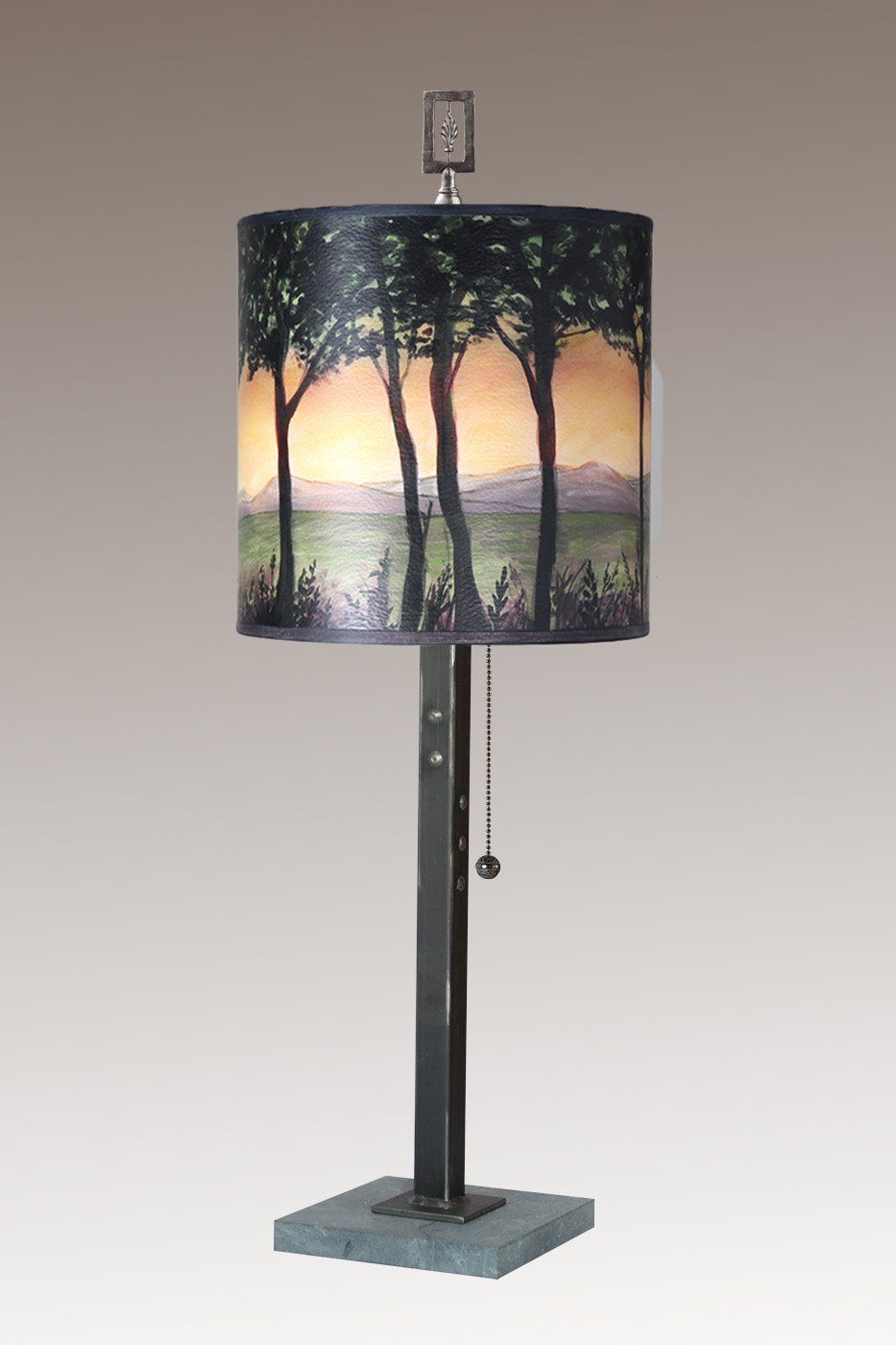 Janna Ugone & Co Table Lamps Steel Table Lamp with Medium Drum Shade in Dawn