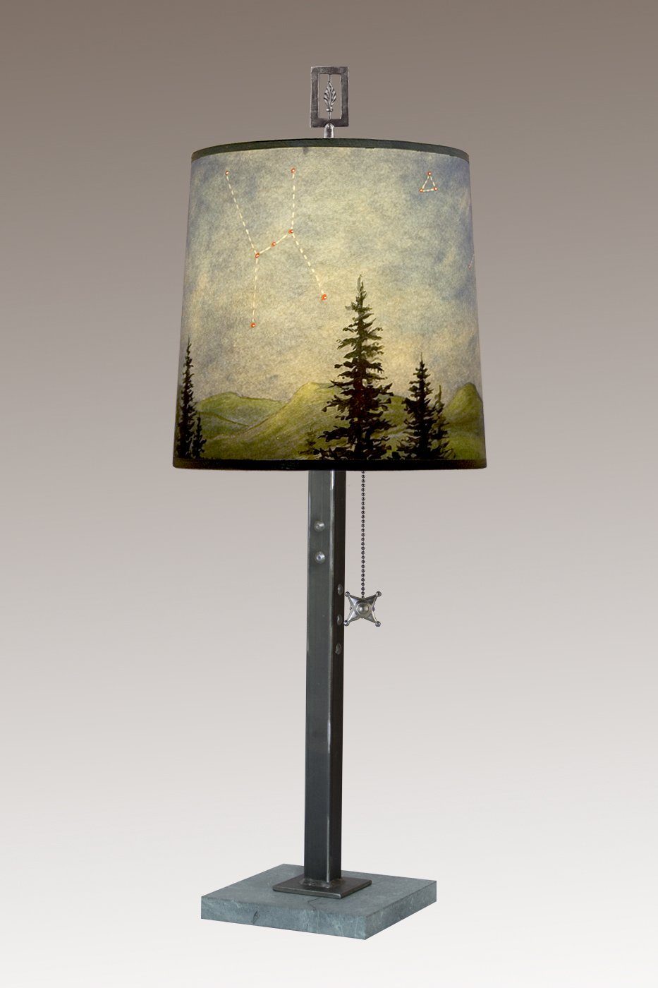 Janna Ugone & Co Table Lamps Steel Table Lamp with Medium Drum Shade in Midnight Sky