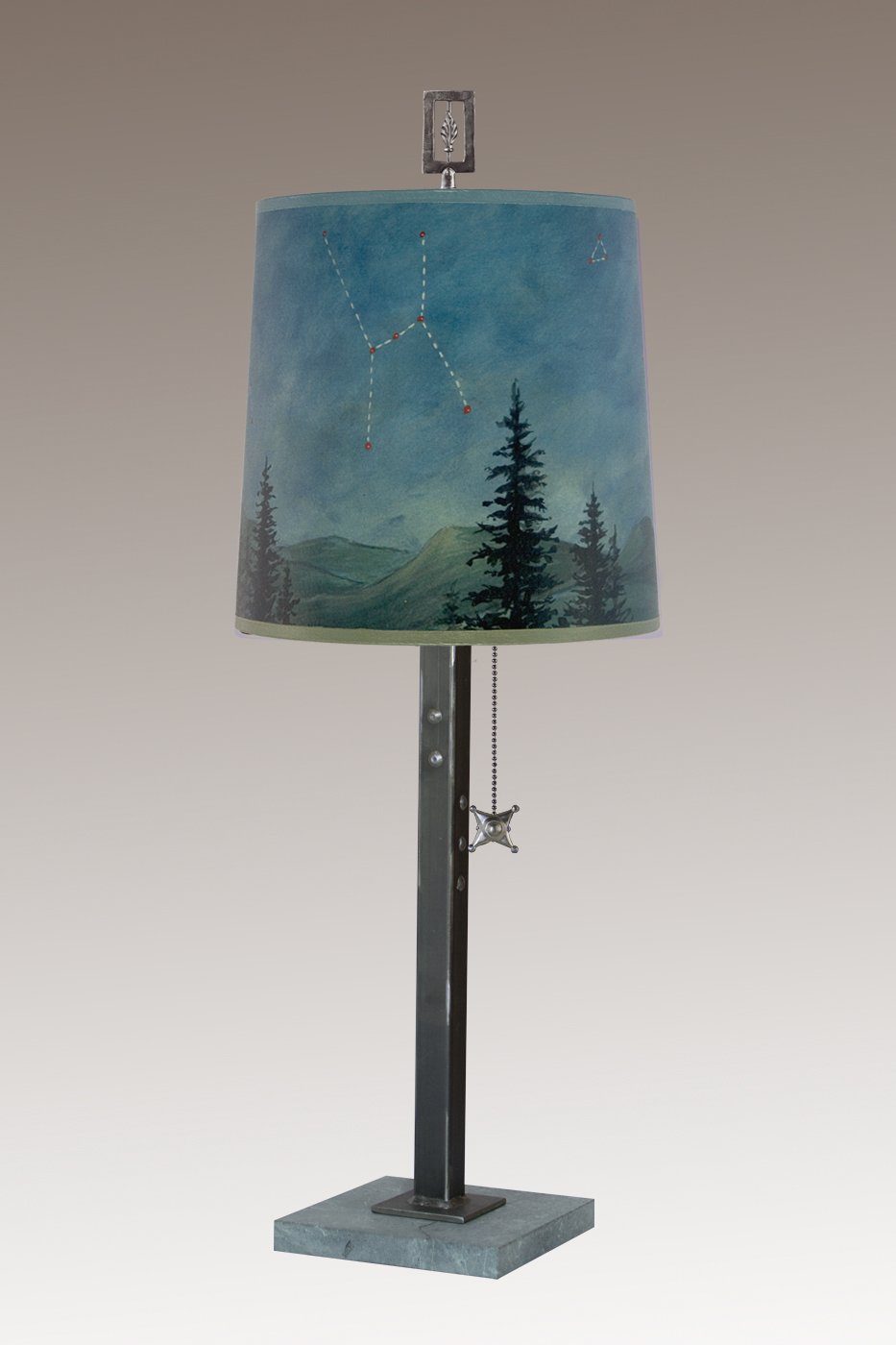 Janna Ugone & Co Table Lamps Steel Table Lamp with Medium Drum Shade in Midnight Sky