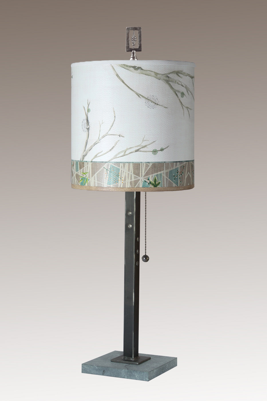 Janna Ugone &amp; Co Table Lamps Steel Table Lamp with Medium Drum Shade in Prism Branch