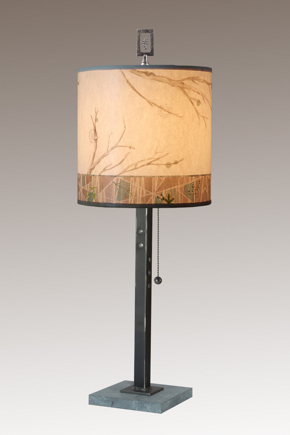 Janna Ugone & Co Table Lamps Steel Table Lamp with Medium Drum Shade in Prism Branch