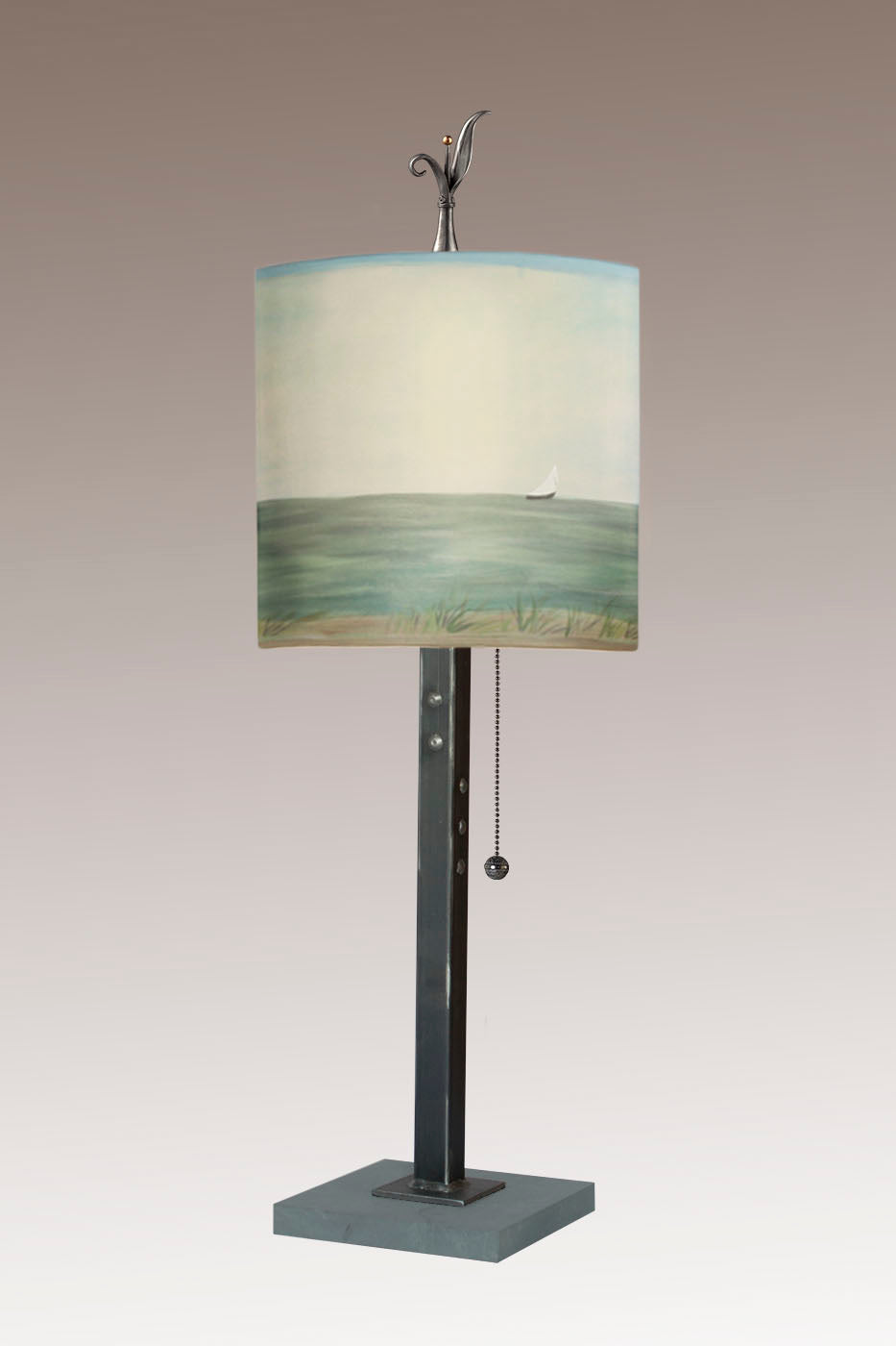 Janna Ugone & Co Table Lamps Steel Table Lamp with Medium Drum Shade in Shore