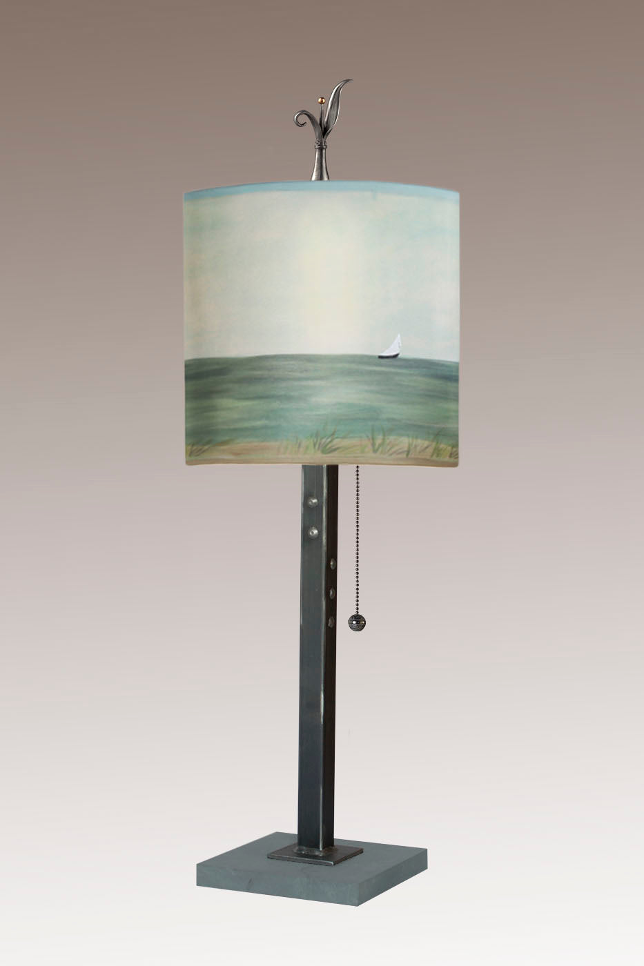 Janna Ugone & Co Table Lamps Steel Table Lamp with Medium Drum Shade in Shore