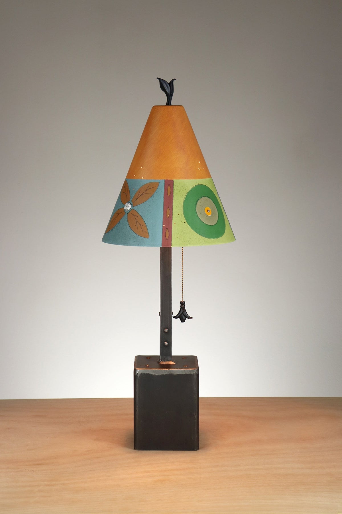 Janna Ugone &amp; Co Table Lamp Steel Table Lamp with Small Conical Ceramic Shade in West Park in Mango