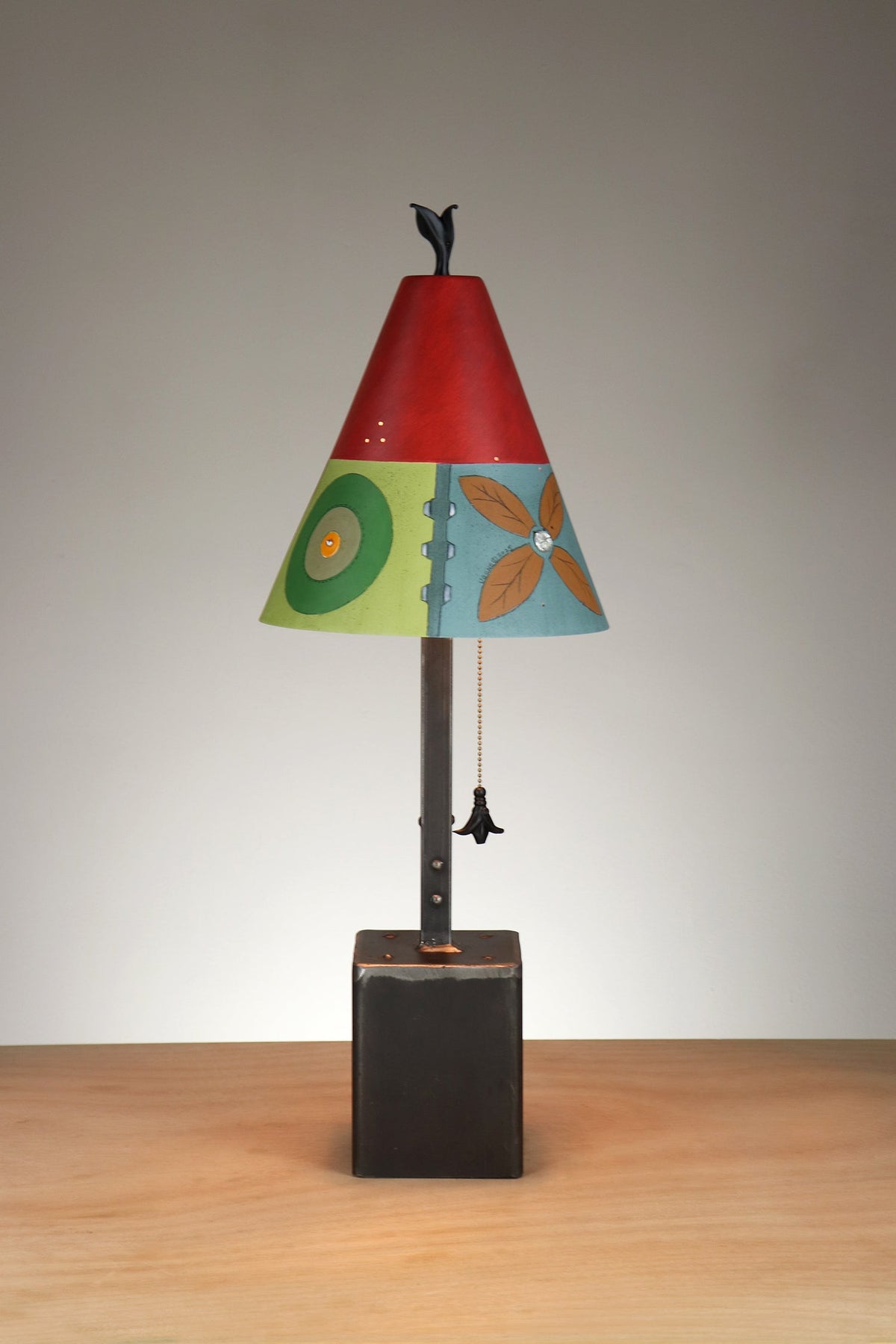 Janna Ugone &amp; Co Table Lamp Steel Table Lamp with Small Conical Ceramic Shade in West Park in Poppy
