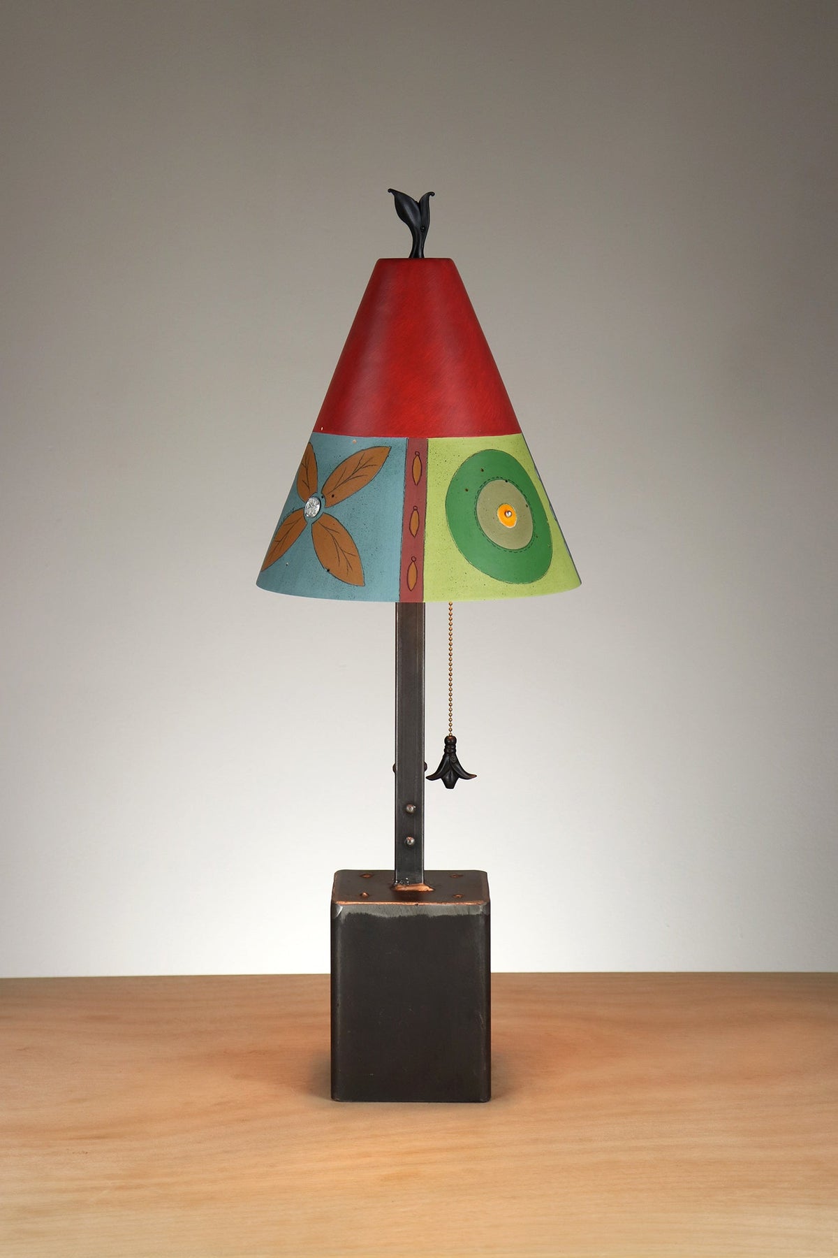 Janna Ugone &amp; Co Table Lamp Steel Table Lamp with Small Conical Ceramic Shade in West Park in Poppy