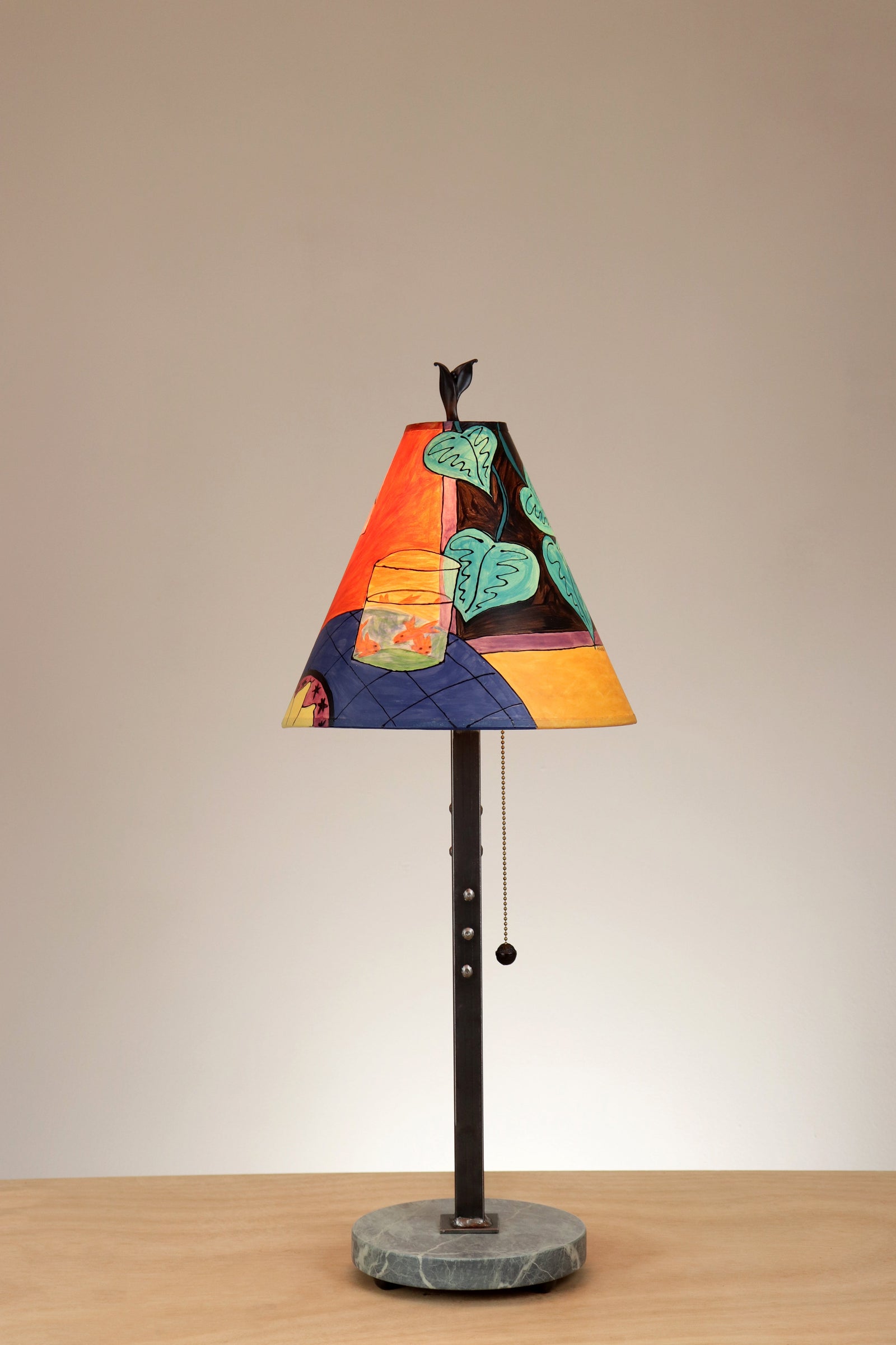 Janna Ugone & Co Table Lamp Steel Table Lamp with Small Conical Shade in Matisse Goldfish