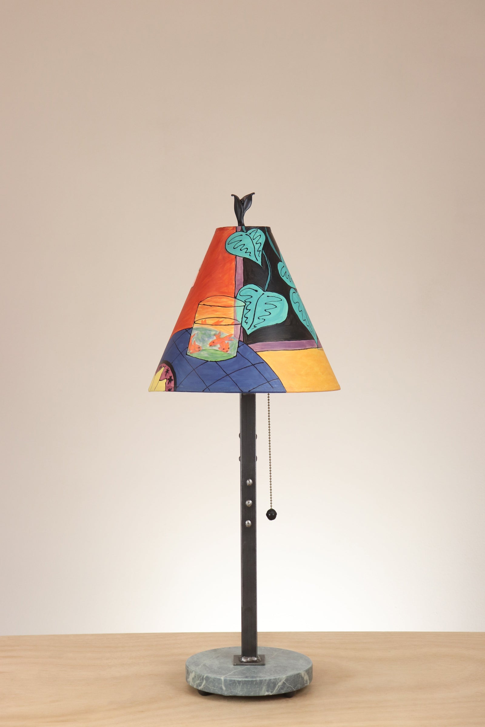 Janna Ugone & Co Table Lamp Steel Table Lamp with Small Conical Shade in Matisse Goldfish