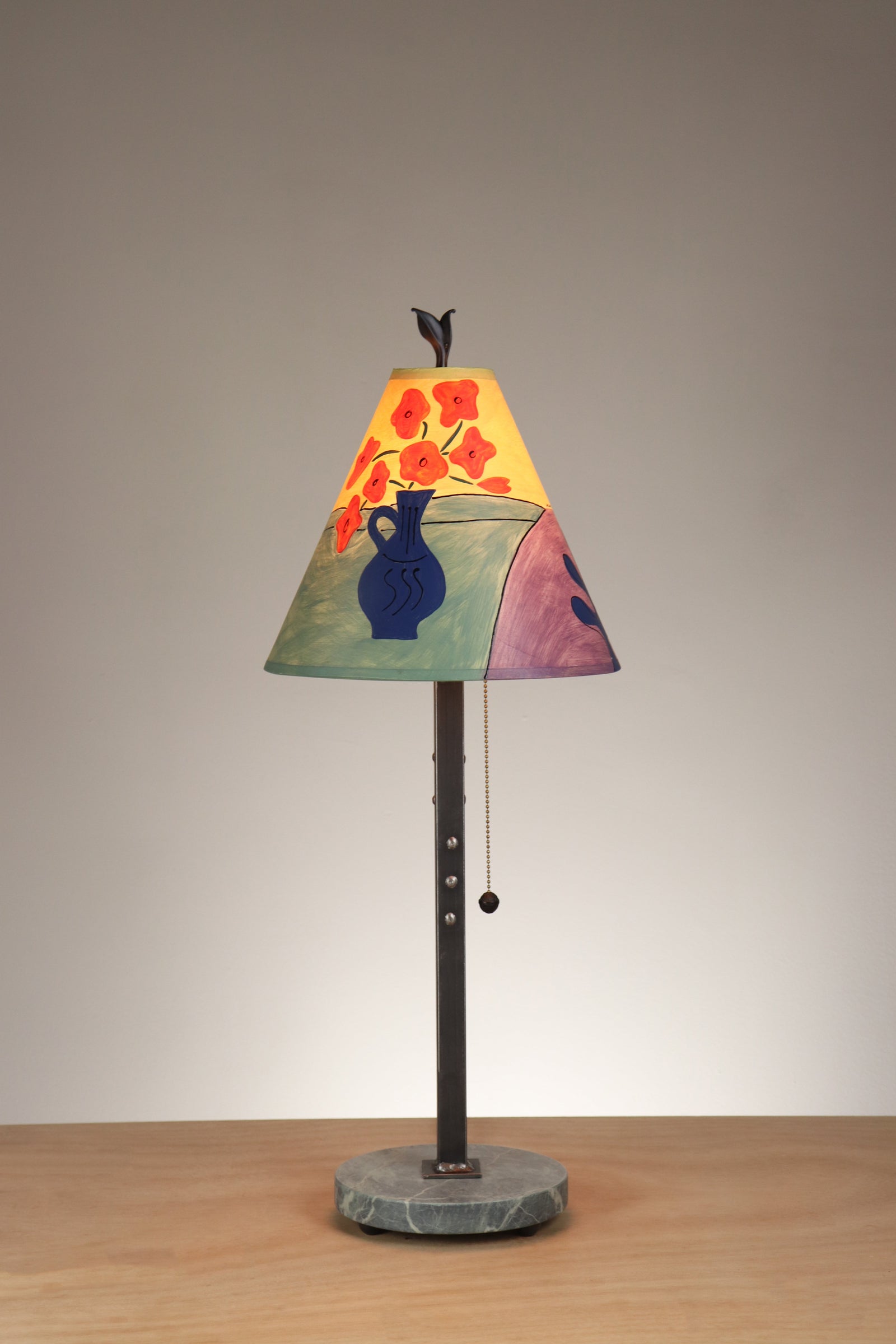 Janna Ugone & Co Table Lamp Steel Table Lamp with Small Conical Shade in Matisse Woman