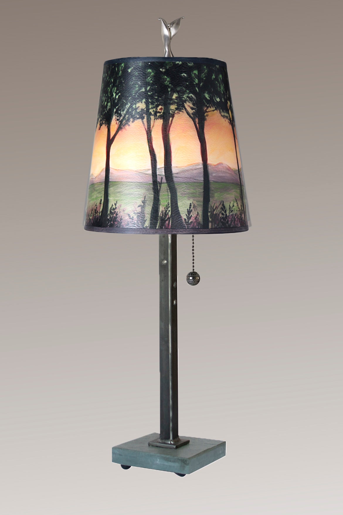 Janna Ugone & Co Table Lamps Steel Table Lamp with Small Drum Shade in Dawn