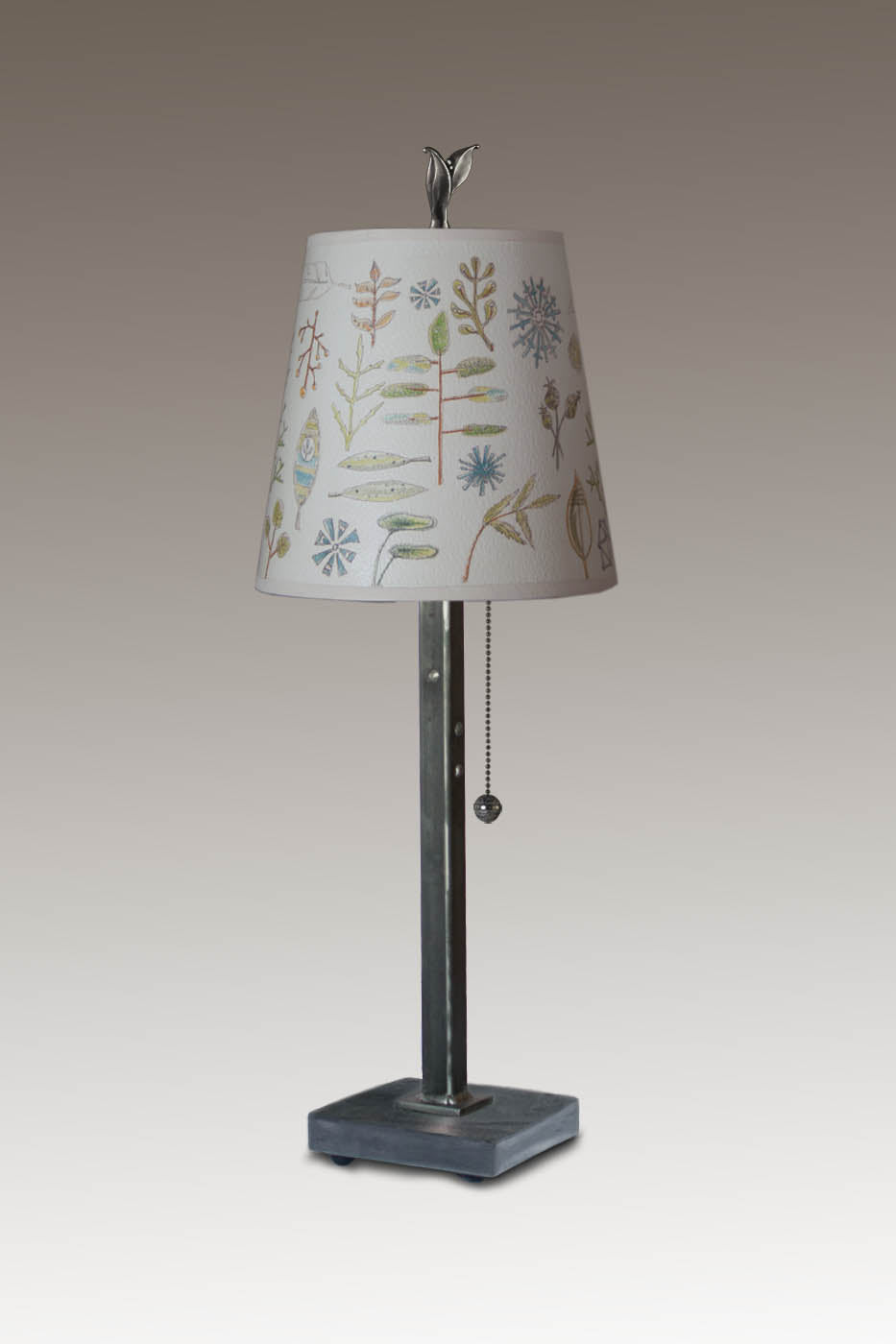 Steel Table Lamp with Small Drum Shade in Field Chart