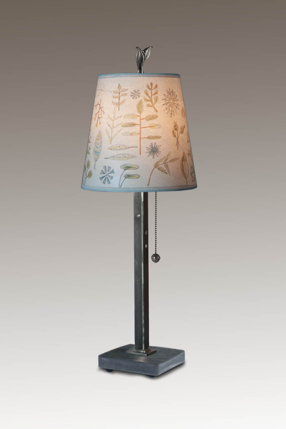 Steel Table Lamp with Small Drum Shade in Field Chart