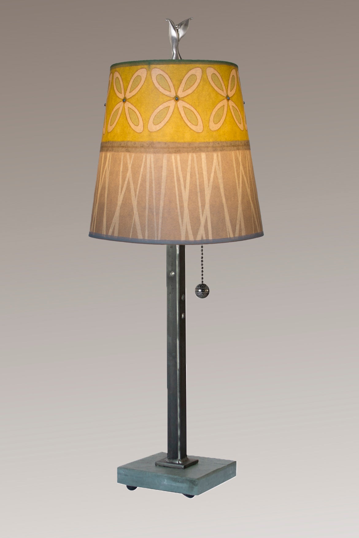 Janna Ugone & Co Table Lamps Steel Table Lamp with Small Drum Shade in Kiwi