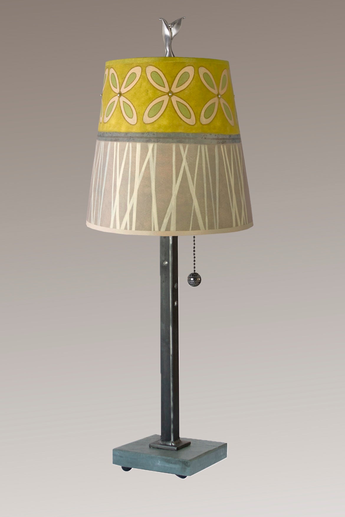 Janna Ugone & Co Table Lamps Steel Table Lamp with Small Drum Shade in Kiwi