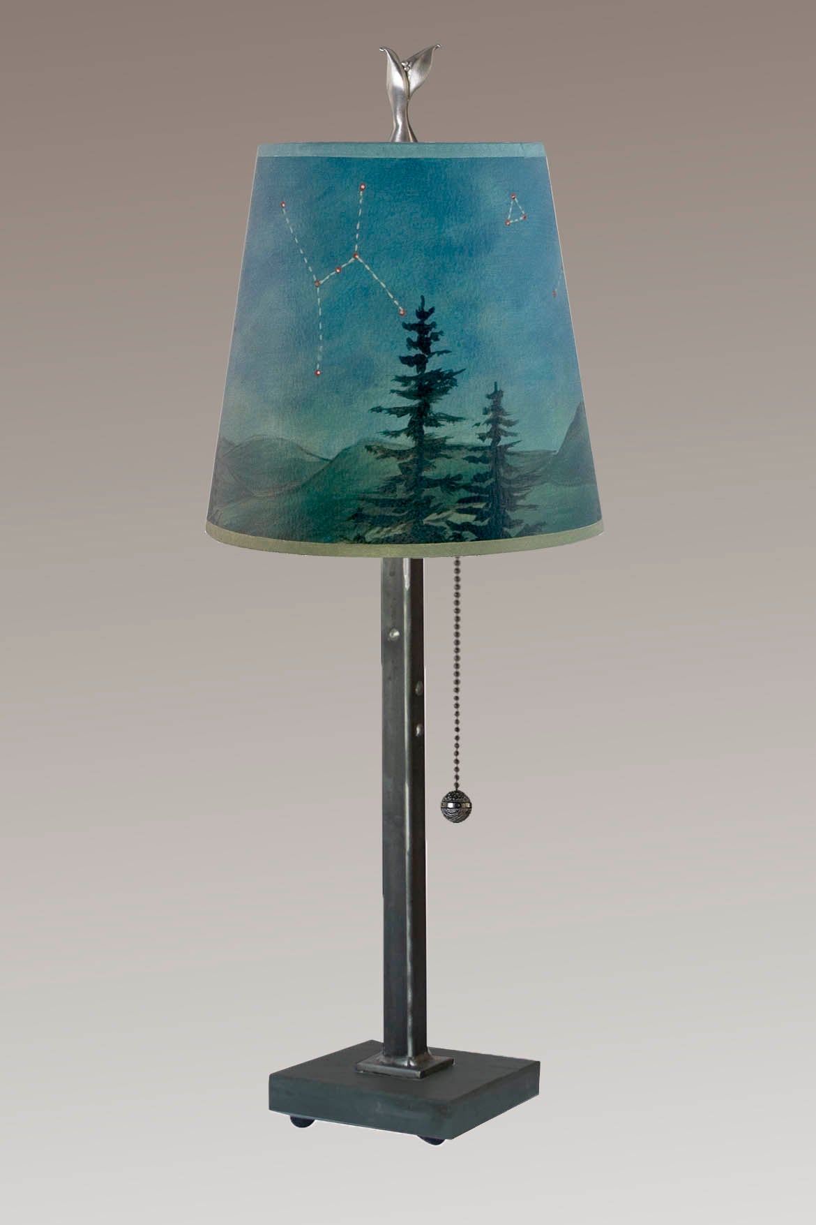 Janna Ugone & Co Table Lamp Steel Table Lamp with Small Drum Shade in Midnight