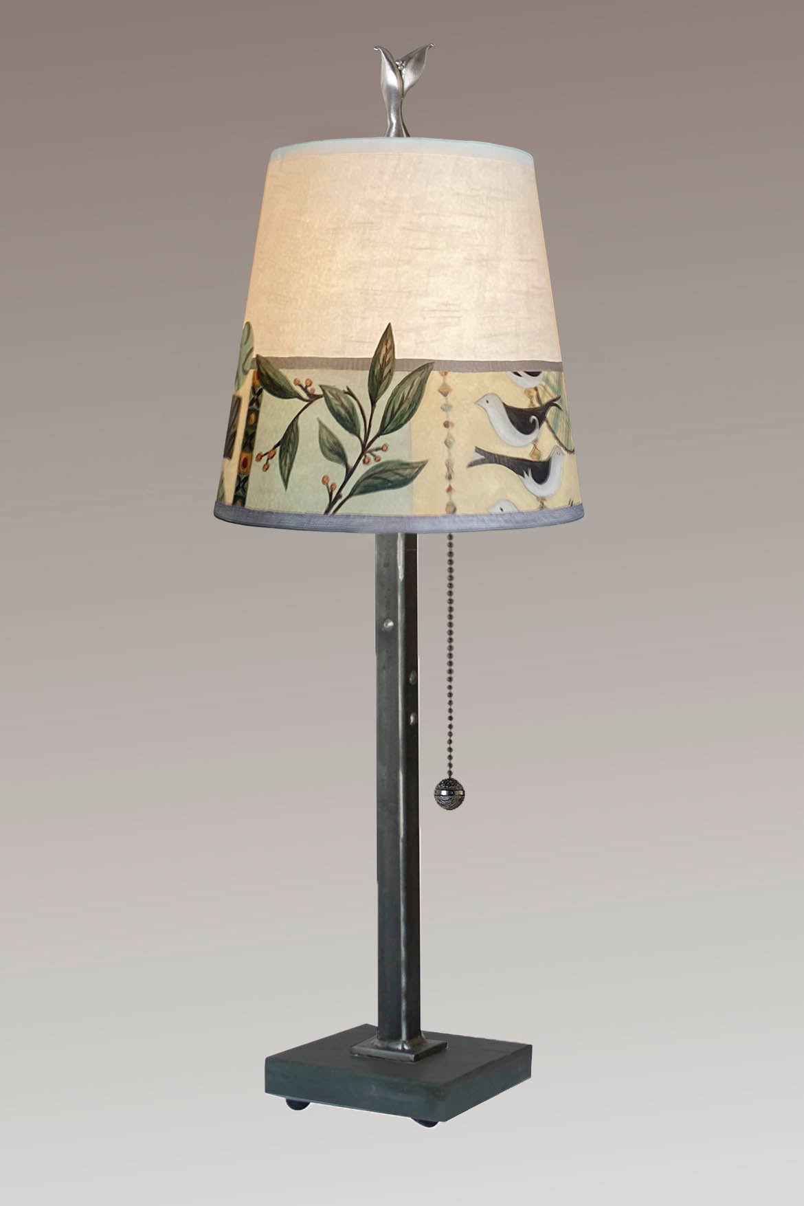 Janna Ugone & Co Table Lamp Steel Table Lamp with Small Drum Shade in New Capri Opal