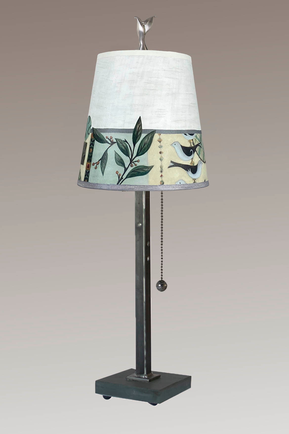 Janna Ugone & Co Table Lamp Steel Table Lamp with Small Drum Shade in New Capri Opal