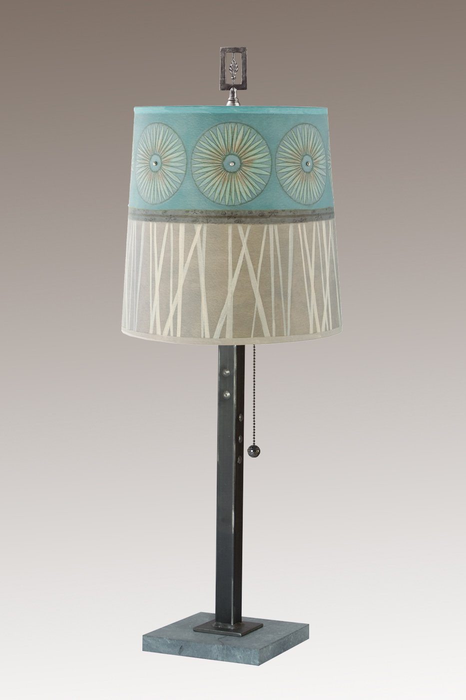 Janna Ugone & Co Table Lamps Steel Table Lamp with Small Drum Shade in Pool