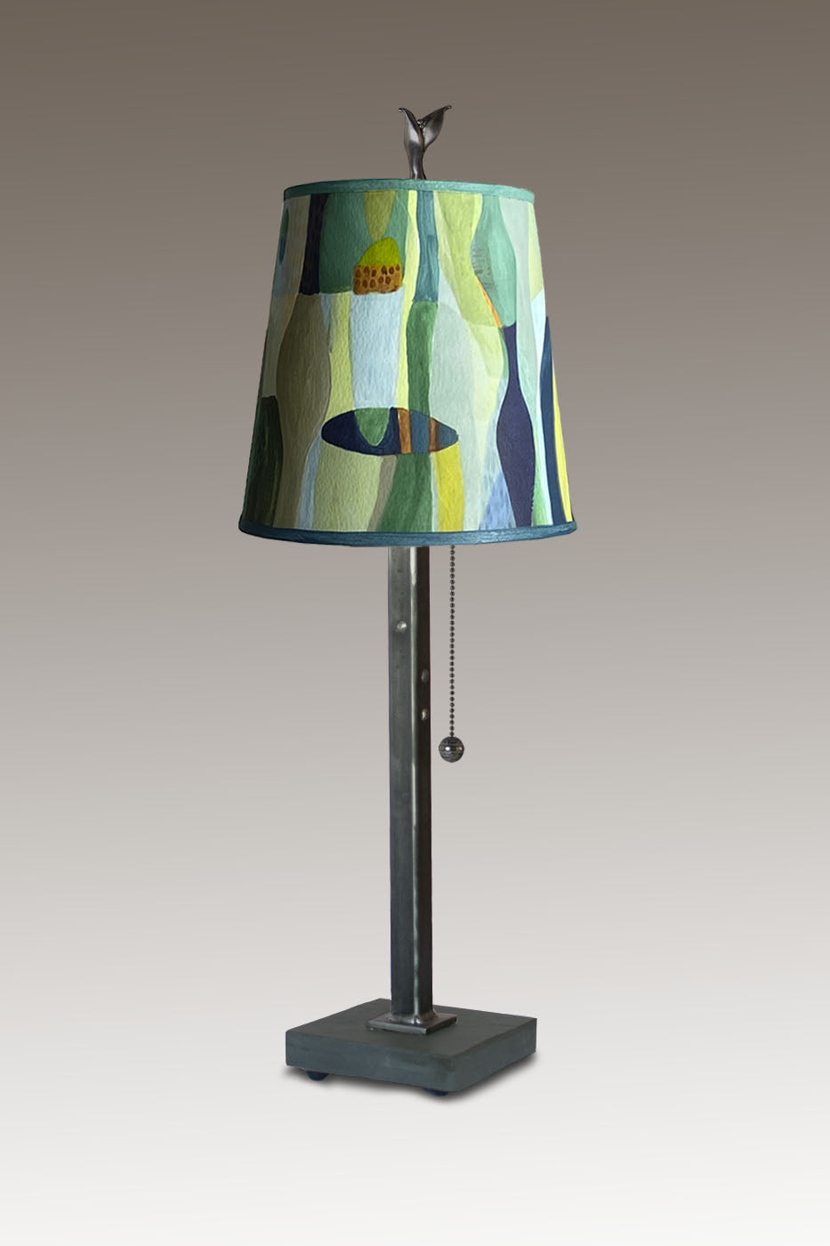 Steel Table Lamp with Small Drum Shade in Riviera in Citrus