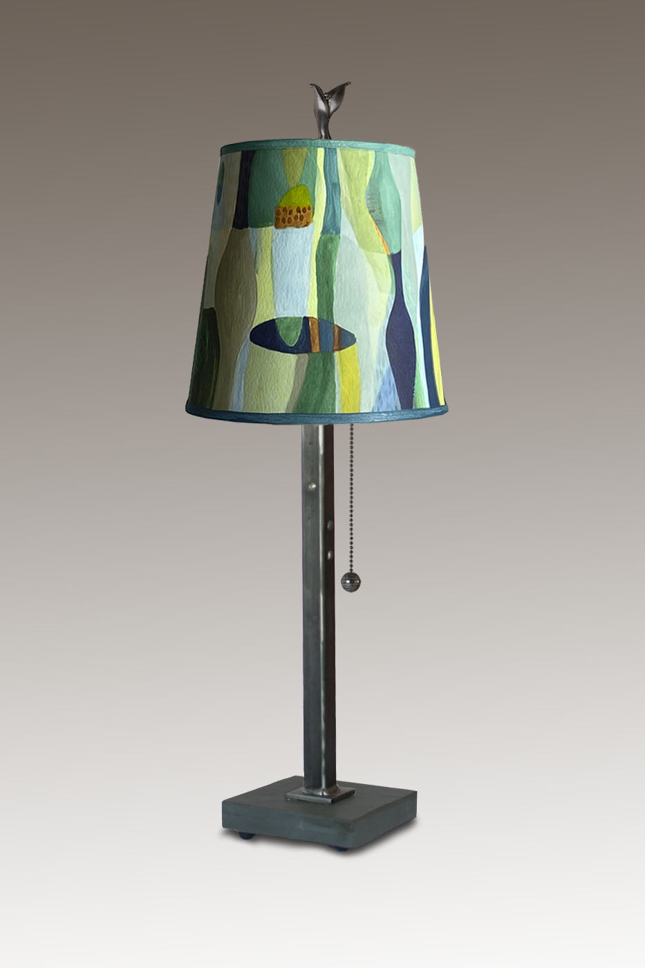 Janna Ugone & Co Table Lamp Steel Table Lamp with Small Drum Shade in Riviera in Citrus