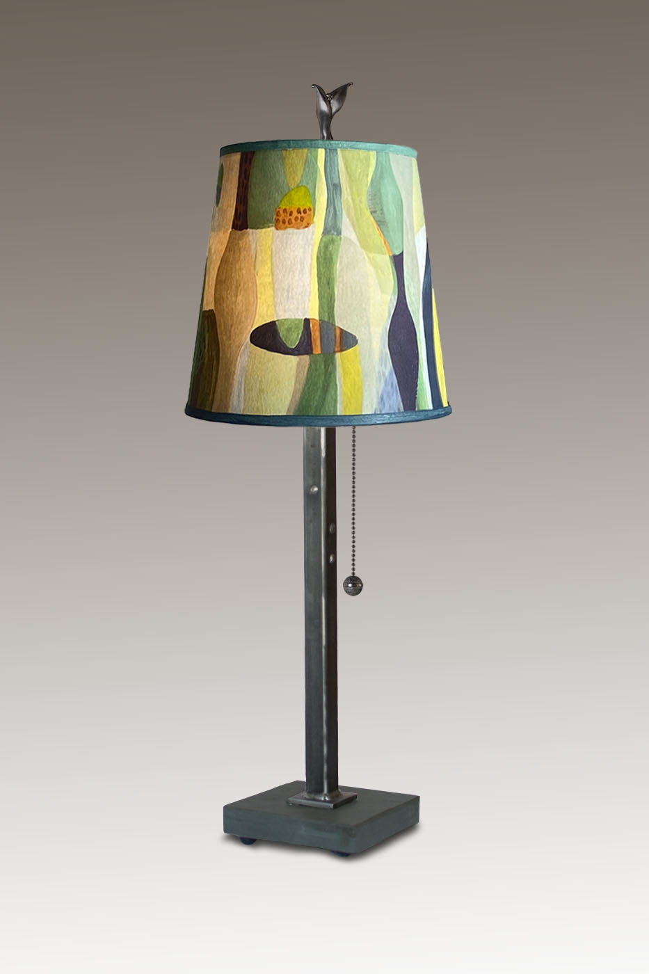 Janna Ugone & Co Table Lamp Steel Table Lamp with Small Drum Shade in Riviera in Citrus