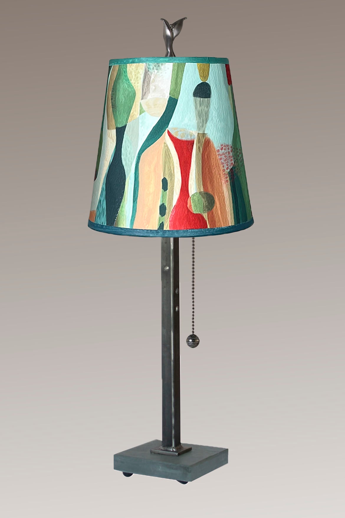 Janna Ugone & Co Table Lamp Steel Table Lamp with Small Drum Shade in Riviera in Poppy