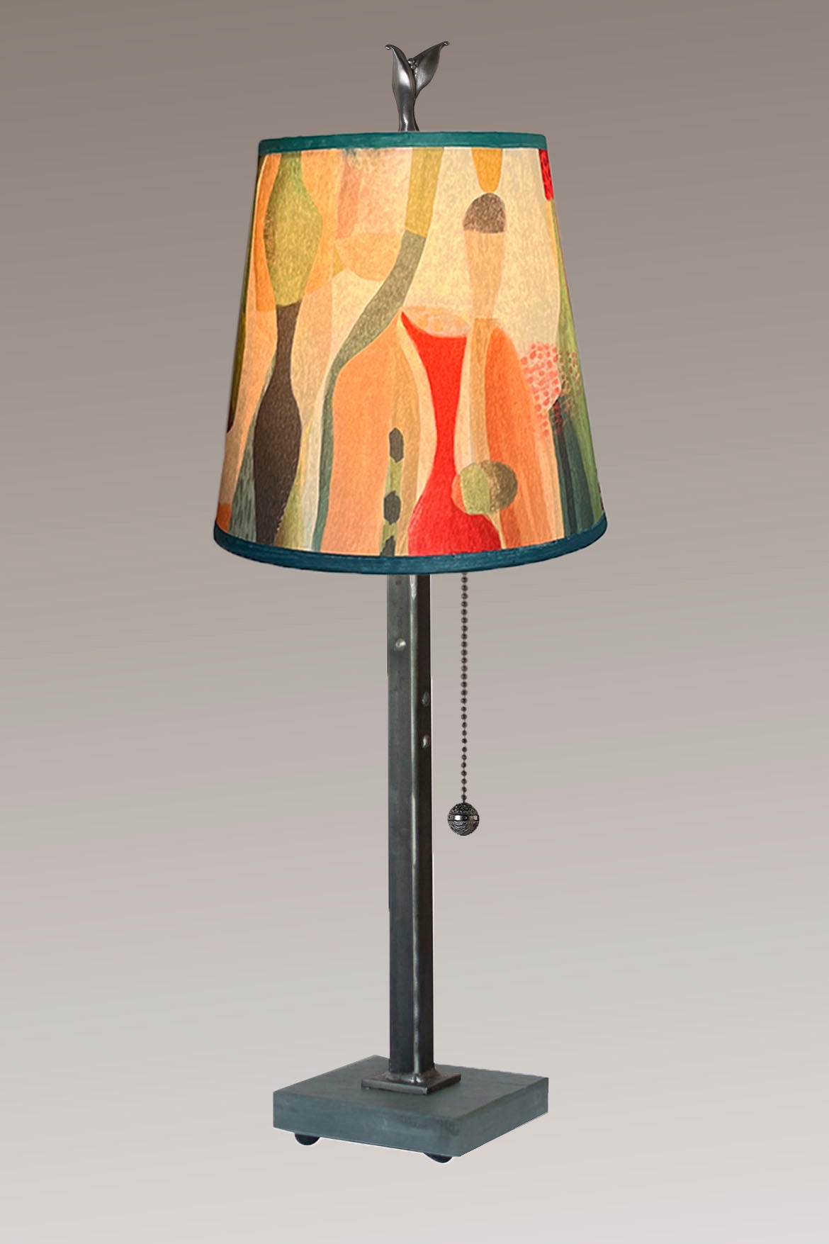 Janna Ugone & Co Table Lamp Steel Table Lamp with Small Drum Shade in Riviera in Poppy