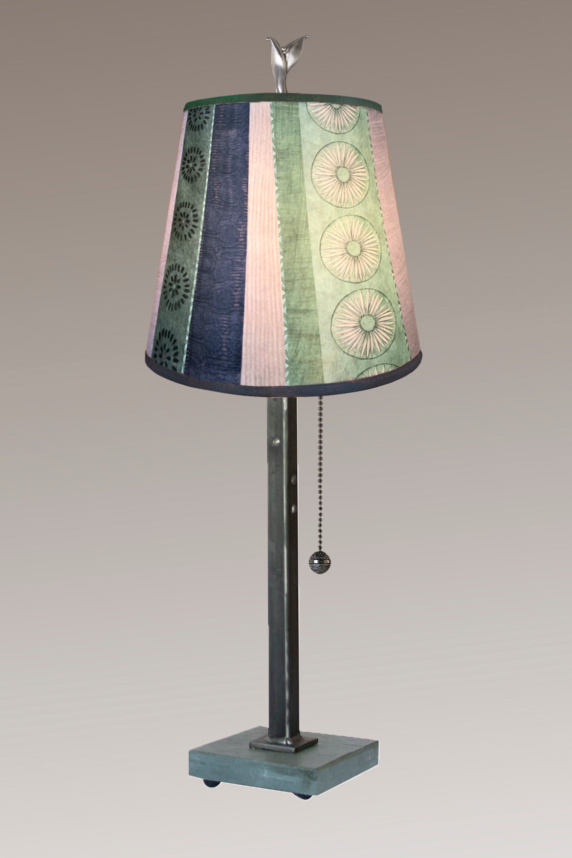 Janna Ugone &amp; Co Table Lamps Steel Table Lamp with Small Drum Shade in Serape Waters