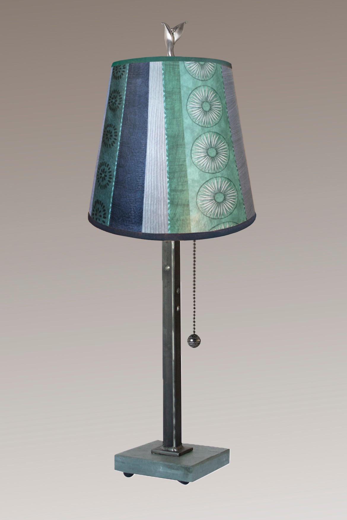 Janna Ugone & Co Table Lamps Steel Table Lamp with Small Drum Shade in Serape Waters