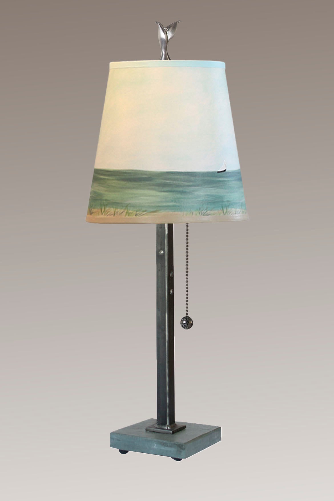 Janna Ugone & Co Table Lamps Steel Table Lamp with Small Drum Shade in Shore