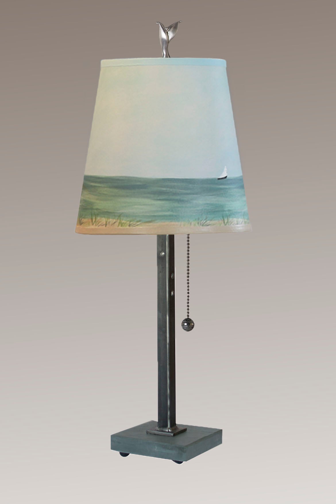Janna Ugone & Co Table Lamps Steel Table Lamp with Small Drum Shade in Shore